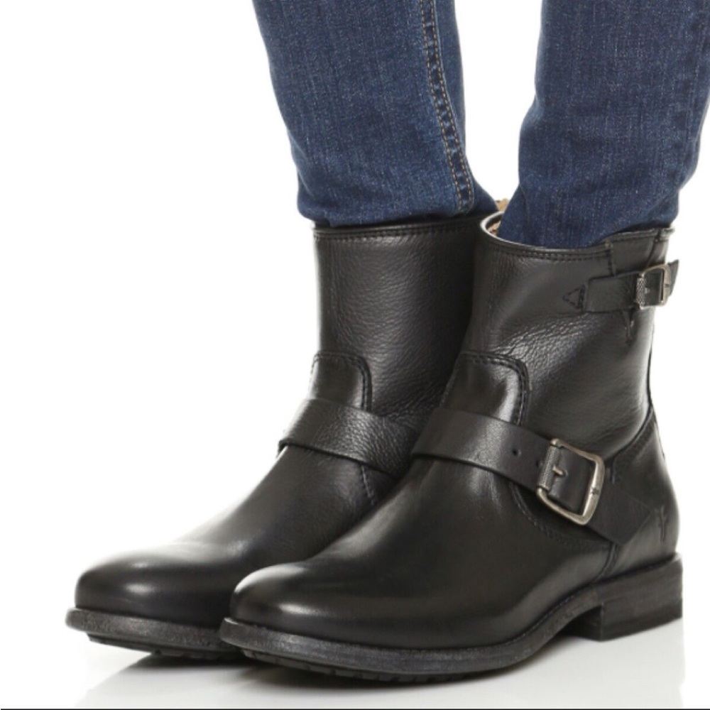 Frye Tyler Engineer Black Boots Women’s
